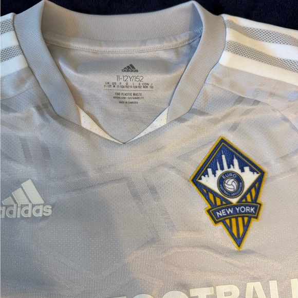 Adidas Kids Light Gray Soccer Jersey - Picture 3 of 4